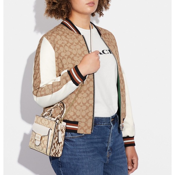 COACH PEPPER Mini Crossbody Signature Canvas Snakeskin Leather C7227 NWT $378 - Picture 11 of 16